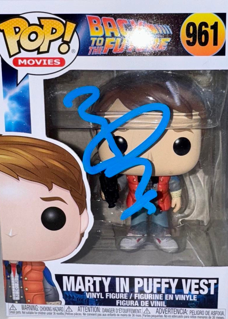 Michael J Fox Signed Funko Pop #961 Marty McFly Back To The Future - Beckett COA #04